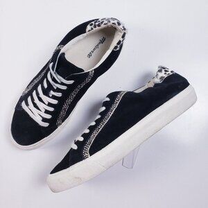 MADEWELL Sidewalk Low-Top Suede and Calf Hair Sneakers Black W 10/M 8.5